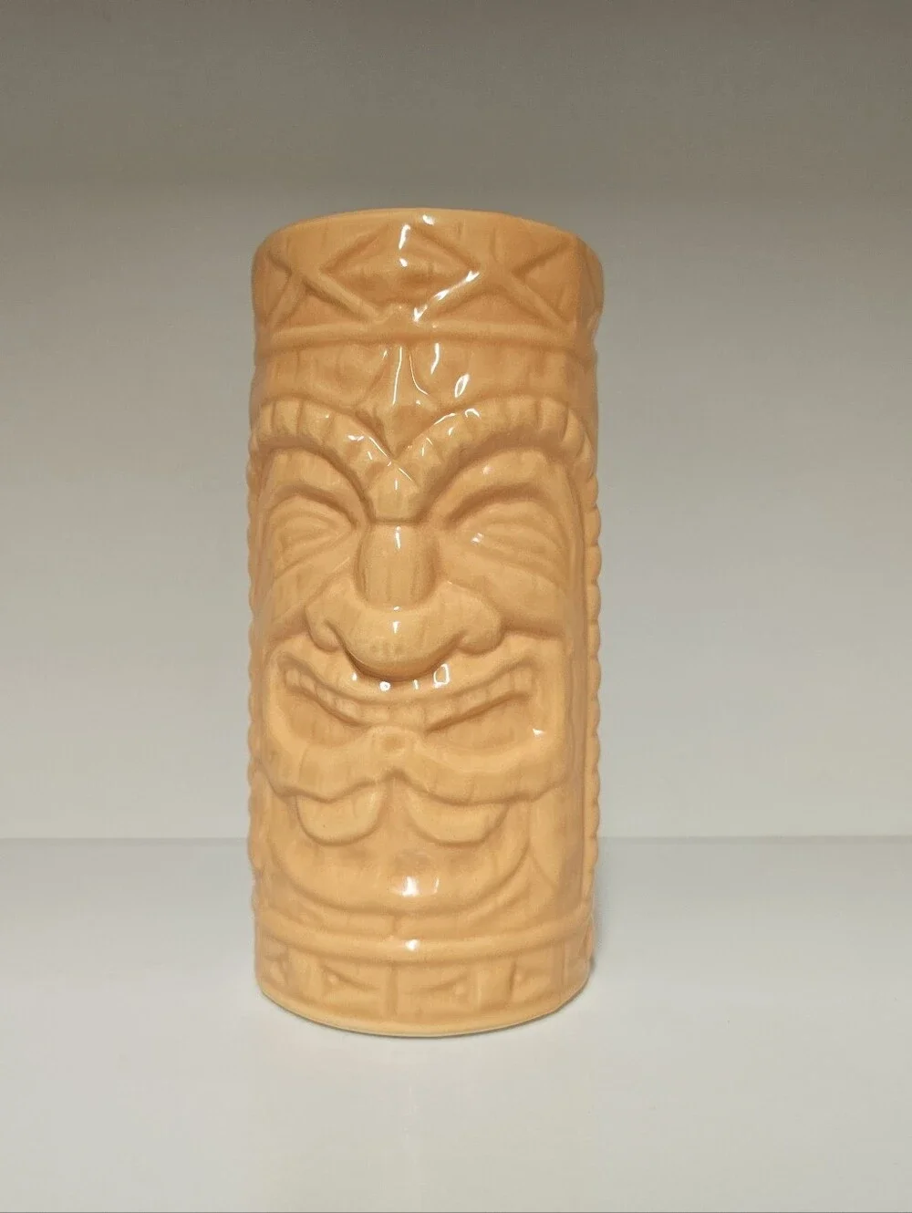 Home Tiki Blue and Peach Ceramic Bar Glass/Mug Pair - (Qty 2)